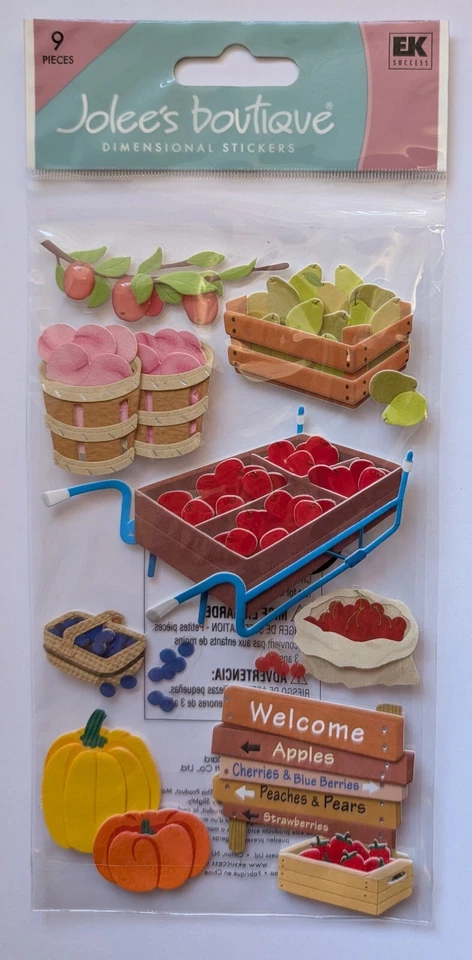 RARE Jolee's Fruit Picking Summer Fall Harvest Scrapbooking Stickers - Image 1 of 2