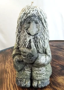 Vintage Norway Souvenir - Unique Handmade Carved Old Man Troll Candle Unused - Picture 1 of 9