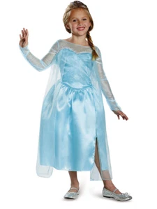 Childs Girls Disney Classic Blue Frozen Princess Elsa Snow Queen Costume - Picture 1 of 1