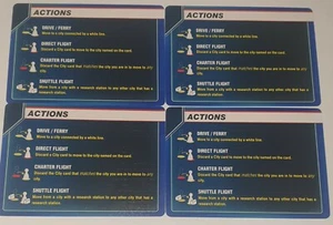 Pandemic - All 4 Reference Cards - Official Extra/Replacement Pieces - FREE POST - Picture 1 of 6
