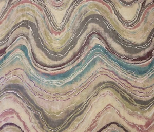 26" Abstract Wave Richloom Dusty Teal Mauve Taupe Cream Green - Picture 1 of 3