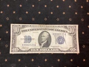 1934 C $10 TEN DOLLAR SILVER CERTIFICATE NOTE - L.TS.92 - Picture 1 of 2