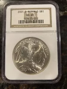 2001-D NGC MS69 Buffalo Commemorative Silver Dollar - Picture 1 of 6