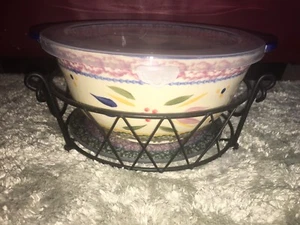 TEMP-TATIONS by Tara Old World Confetti 4 Pc 1.5 Qt BOWL Cover Trivet & Rack - Picture 1 of 12