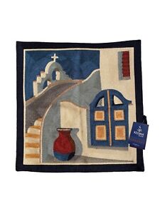 Kedima Greek Art Throw Pillow Cover Silk Embroidered Canvas 17x17 Church Cross