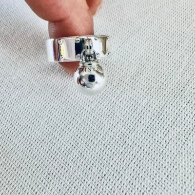 蒂芙尼 925 银 12 毫米悬垂球戒指 尺寸 7 — 第 1/4 张图片