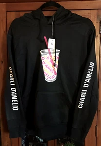 Charli D'amelio Unisex Black Hoodie Sweatshirt Size 10 Small NWT - Picture 1 of 7