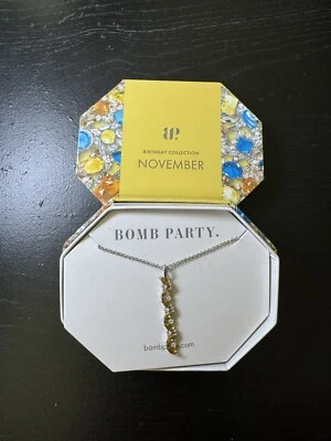 Bomb Party Necklace RBP4784 Effortless Love Honey Topaz Rhodium November - Image 1 of 2