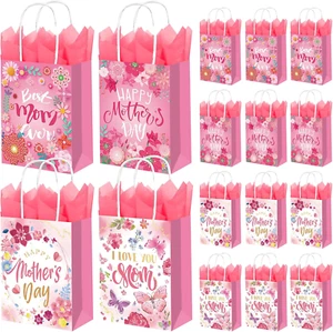 16 PCS Mothers Day Gift Bag with Tissue Paper 6.3"×8.3" Happy Mother'S Day Gift - Picture 1 of 7