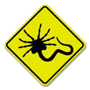 Alien Face Hugger 16 Inch Diamond Yellow Aluminum Street Sign - Picture 1 of 3