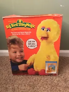 Vintage 1990 Tyco Sesamstraße großer Vogel Geschichte magisch sprechendes animiertes Spielzeug mit 4 Bändern - Bild 1 von 14