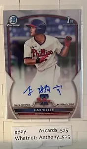 Hao Yu Lee - 2023 Bowman Chrome 1° Autografo Bowman #CPA-HL - Phillies - Foto 1 di 3