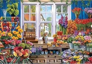 Pintura Diamante 5D - Flower Shoppe Shop - Taladro Redondo Completo 16" x 20" - Imagen 1 de 3