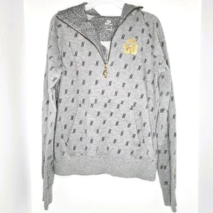 NIKE Hoodie VINTAGE RARE Half Zip Gold Logo Solid Shoe Charm Zipper Size M 8/10 - Picture 1 of 16