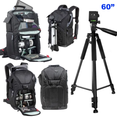 60" TRIPOD +VIVITAR XL BACKPACK FOR CANON REBEL T6I T6S T6 T3I  T5I T5 60D 70D - Image 1 of 4
