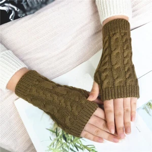 1Pair Fingerless Arm Warm Winter Knitted Gloves Hand Long Warmer Mitten Unisex ↷ - Picture 1 of 20