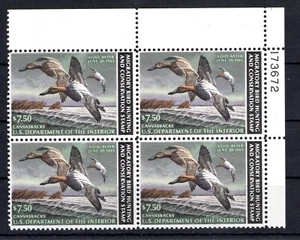 US Duck Briefmarken - 1982 Scott # RW49 Platte # 4er Block siehe Beschreibung (D103) - Bild 1 von 1