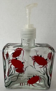 Dispensador de jabón de cangrejo de vidrio pintado a mano rojo playa océano - Imagen 1 de 12
