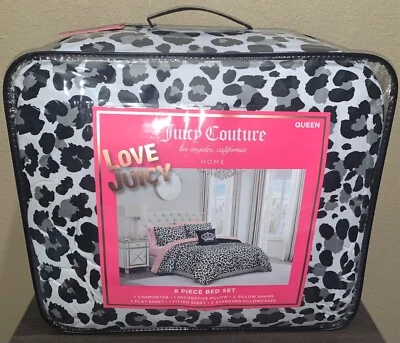 Juicy Couture Y2K Leopard Print 8pc QUEEN Set Comforter, Shams, Sheet Set,Pillow - Image 1 of 4