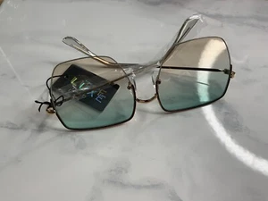 Brand NEW Semi frameless Square Green Brown Sunglasses - Picture 1 of 2