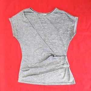 Oasis Damen Grau Glanz Cinched Waist Kurzarm Top Größe M - Bild 1 von 16