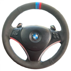 Suede Steering Wheel Cover for BMW 1 3 Series E90 E87 E82 X1 330i 325i 120i 130i - Picture 1 of 31