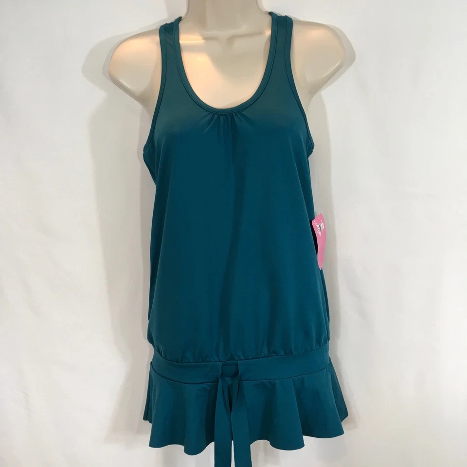  Runningskirts.com Lagoon Blue Green Ruffle Racer Back Tank Size Small - Image 1 of 4