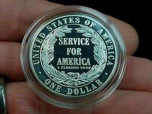 1996 S National Community Service U.S. Silver Proof Dollar with Box and Cert. - Picture 1 of 7