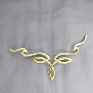 Gold Metallic Threaded Scrolls Curls Costume Iron On Applique Patch 6 1/2" - Picture 1 of 2