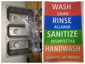 STANDARD SMALL 3 Compartment Sink  EXTRA VALUE SET For Portable Concession sinks - Picture 1 of 12