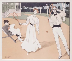 Maurice Biais "Tennisspiel" gelb Kunstwerk PAPIER oder LEINWAND Fine Art Print - Bild 1 von 4