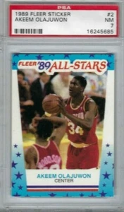 1989 Fleer Basketball Sticker #2 Akeem Olajuwon, Houston Rockets graded PSA 7 - Bild 1 von 1