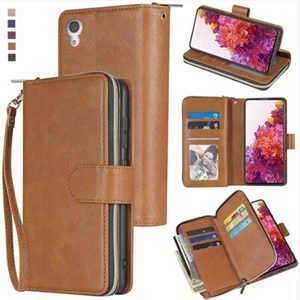 Sony Xperia XA1 Wallet Case 9Card Zipper Slots Kickstand Flip Leather Phone Case - Picture 1 of 42