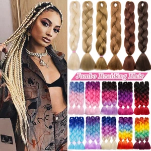 Crochet Jumbo Braiding Hair Extensions Afro Colored Box Braids Strand Natural AU - Picture 1 of 56
