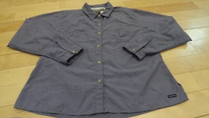 Ex Officio Shirt Wm Sz L Hiking Outdoors Long Sleeve Blue/Gray Button Roll Tab - Picture 1 of 8
