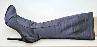 Rochas черный эластичной атласный каблук ботинки sz36 носить один раз - Изображение 1 из 4