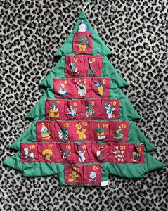 Vintage Avon Fabric Advent Countdown Christmas W/ Santa Claus Counter Tree 1995 - Picture 1 of 4