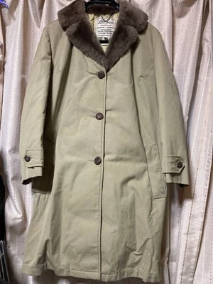 Vintage Used Authentic L.L.Bean LL Script Goose Down Trench Coat Leather JAPAN - Image 1 of 4