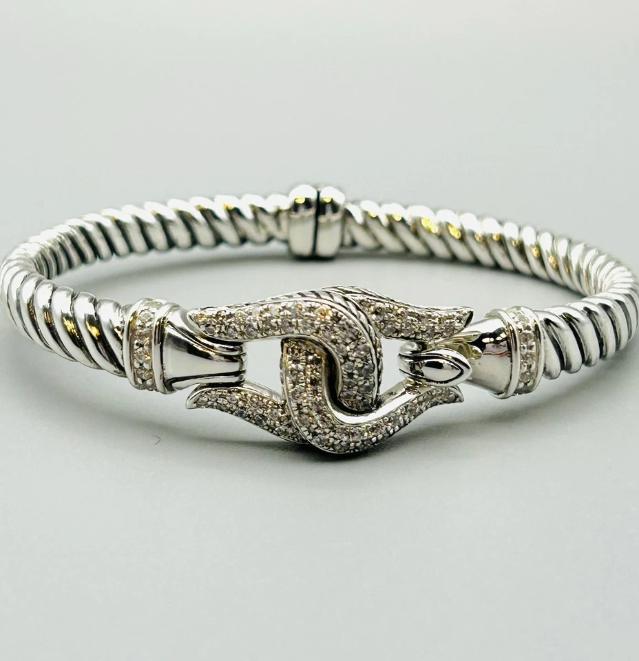 Brazalete con bisagras Scott Kay de plata esterlina 925 circonita cúbica ecuestre tamaño 6,5" Foto 1 de 4