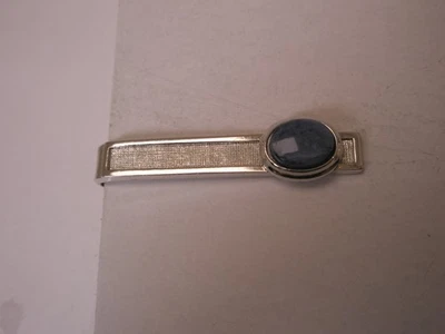 1-3/8" Genuine Blue Lapis Lazuli Vintage DANTE SMALL Tie Bar Clip simple design - Image 1 of 4