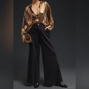 Anthropologie Pilcro Wide Leg Black Trousers Size 30 NWT - Picture 1 of 10