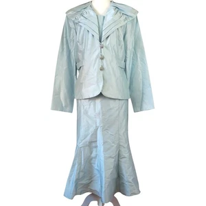 NWT Lily & Taylor Silk Dress Suit Light Blue Size 12 Church Formalwear Elegant - Picture 1 of 12