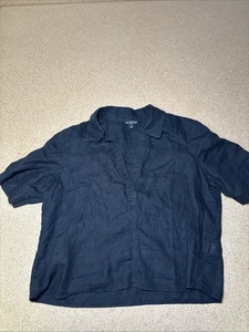 J. Crew Damen Bungalow Popover Bluse in Leinen Größe L schwarz C1 - Bild 1 von 6