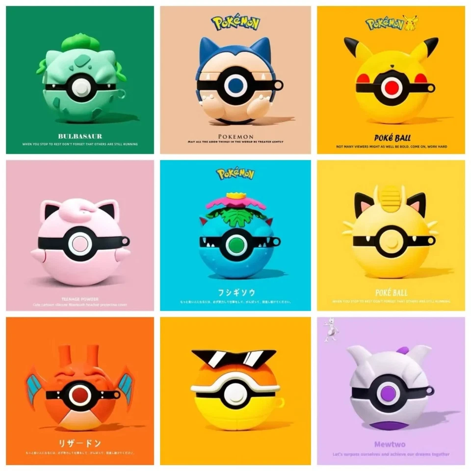 Capa protetora TPU macia geração 2/3/1 Pokemon Pokeball para AirPods Pro - Imagem 1 de 1