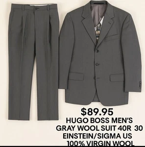 Hugo Boss Einstein/Sigma US 3 Button 2-Piece Suit. Black Stripe, 40S - Picture 1 of 22