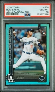 2025 Topps Aqua Rainbow Foil #558 Roki Sasaki Rookie RC PSA 10 - Bild 1 von 2