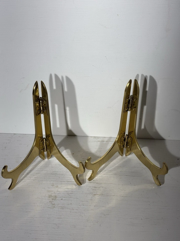 "Soportes plegables para cuadros/placa/marco/libros vintage de latón de 4,75""" Foto 1 de 4