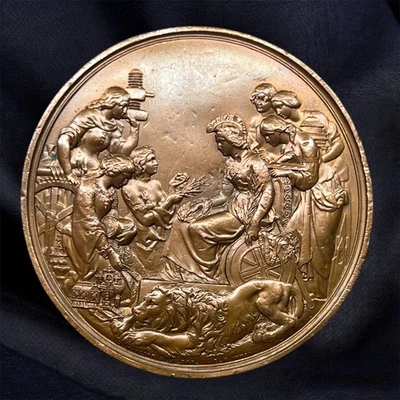 Medalla de bronce grande 7,5 cm - Firmada D’Aeaglise & Wyon - Rara coleccionable Foto 1 de 4