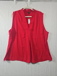 NWT Talbots Red V-Neck Sleeveless Tank Blouse Top Women's 2X Plus Polyester - Picture 1 of 6