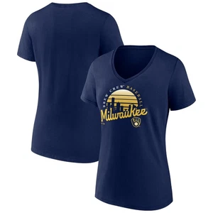 Women's Navy Milwaukee Brewers One Champion V-Neck T-Shirt - Picture 1 of 3